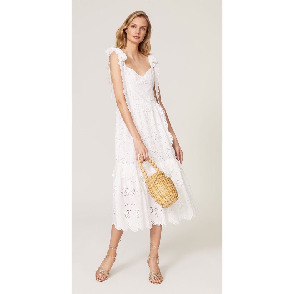 Alexis Antonella Lace White Eyelet Midi Dress